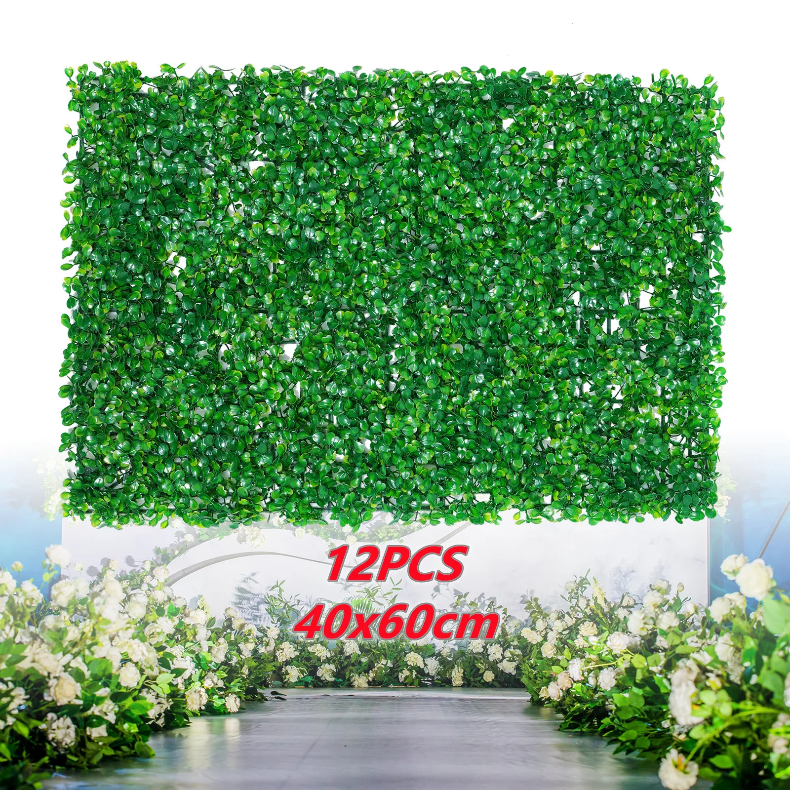 

12Pcs 40*60cm Artificial Hedge Decor High Density Ties Fence Panel Grass Mat Garden Backyard Wall Decor