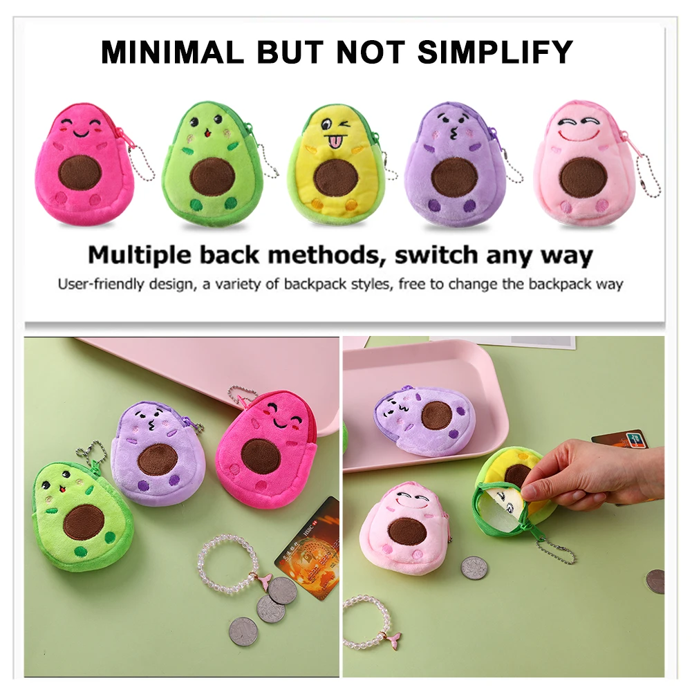 Coin Purse coin purse women wallet coin wallet Women Avocado Shape Money Bags Cute Small Coin Purse Plush Wallet Hanging Coin Wallet Change Purse Key Earphone Pouch Kids Gift