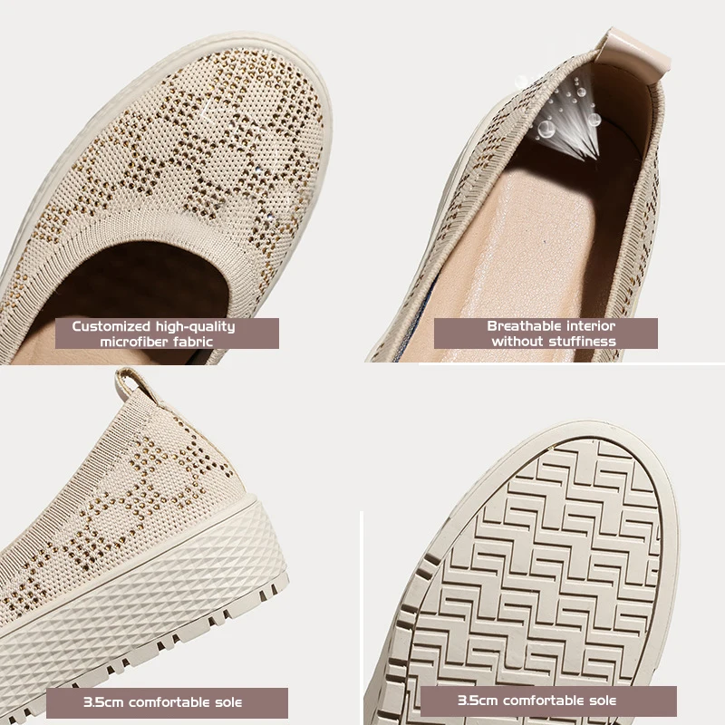 NEW Womens Walking Shoes Plain color All Age Slip on Walking Shoes Comfortable Lady Fashion Platform Loafers Casual Summer Shoes