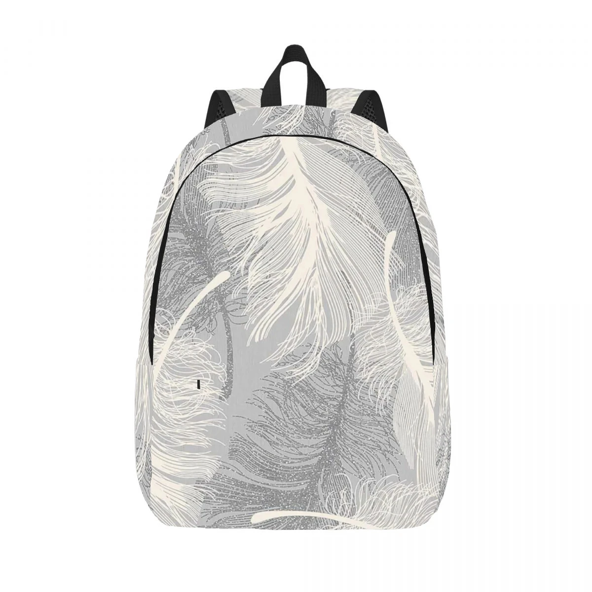 Feather Printing Backpack Casual Lightweight Laptop Backpack Men Women Travel Bag Outdoor Canvas Daypack