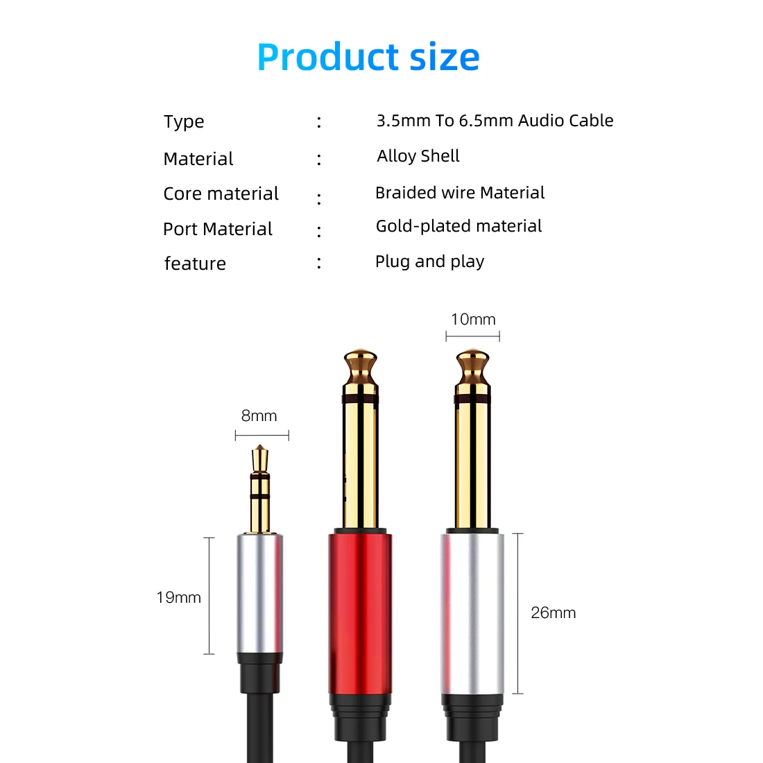 3.5mm- 6.5mm    ̺ 3.5-6.5 AUX ڵ 3.5  ø, Ÿ ͼ  ̽
