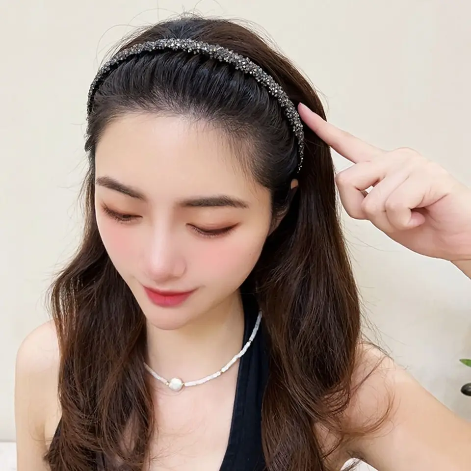 3 Cerchietti Per Capelli Con Strass E Pettine | Cristallo Duro Antiscivolo | Rosso, Blu, Bianco | Per Donne E Ragazze