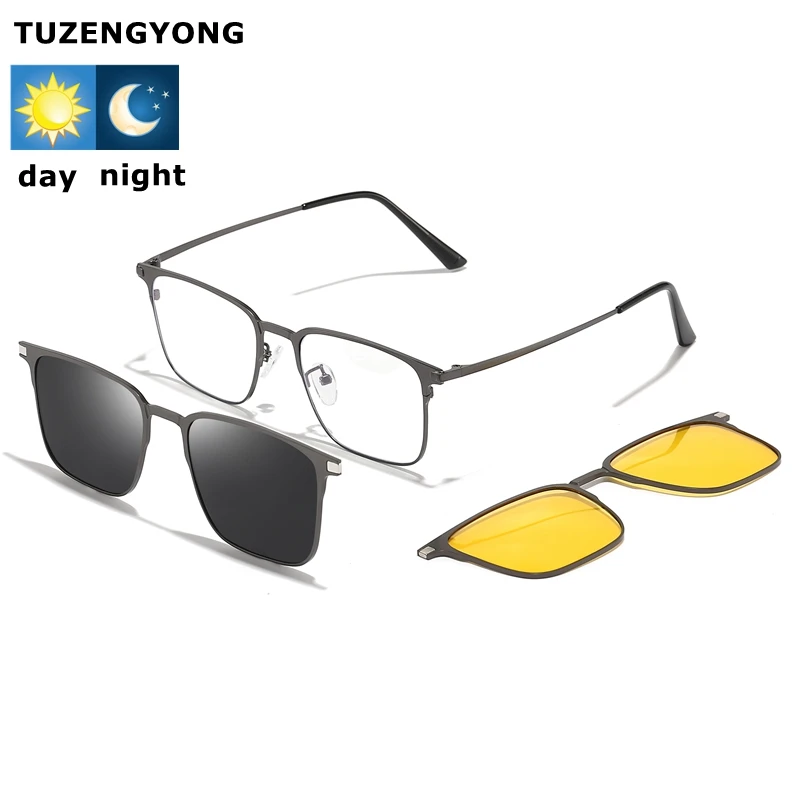 Classic Square Metal 3 In 1 Magnet Clip On Gl Frame Polarized Sungl For Men Women 2023 Nuovo computer ottico_voghion.com