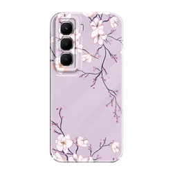 Elegant Fallen Plum Blossoms Phone Case - Artistic Hard Cover Design for Infinix Hot 40 (Color 1)
