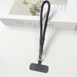 Rotating Mobile Phone Lanyard with Adjustable Anti - Tangle Wrist Strap - Polyester / Nylon (Black)