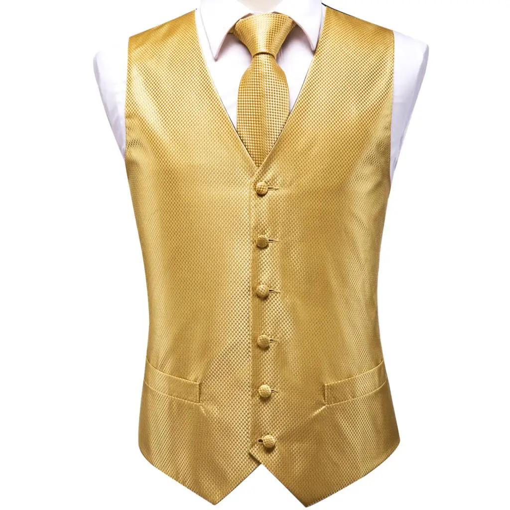 New Men's Vesuvio Napoli Tuxedo Vest Waistcoat Necktie prom wedding party Yellow 