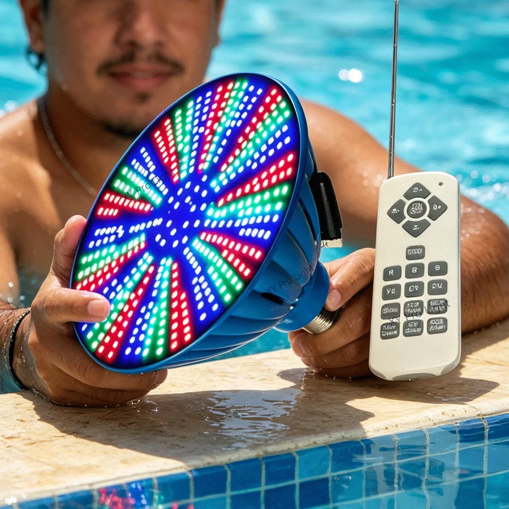 PAR56 60W E26 RGB LED 수영장 조명 방수 IP68 수중 램프 연못 조명 12V 120V 연못 조명 수영장 조경 조명
