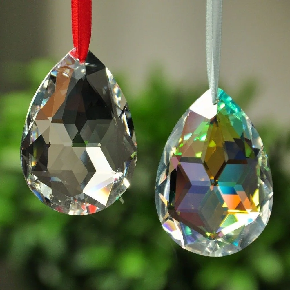 38/50mm Clear Crystal Drops Chandelier Prisms Sun Catcher Lamp Parts Bead Curtain Pendant Christmas Decoration Hanging