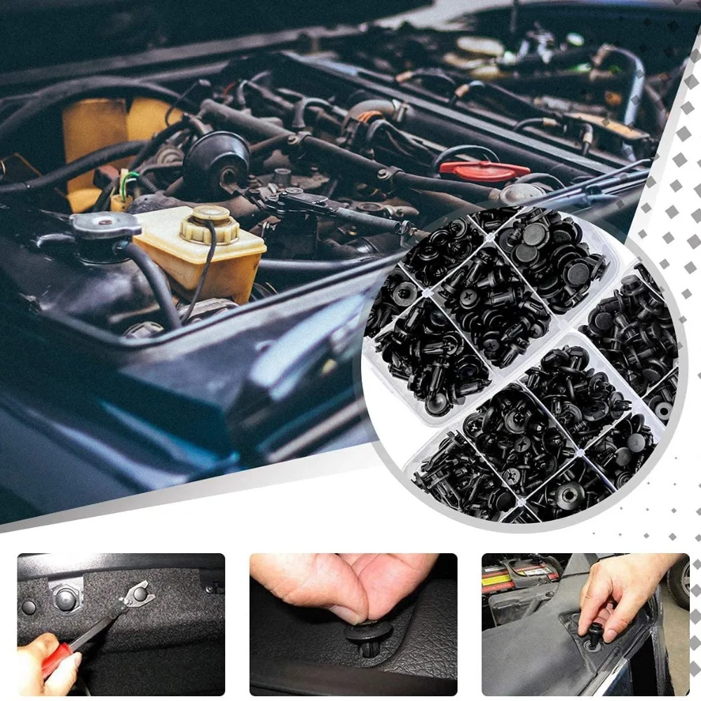 Car Clips Kit 925pcs -100pcs Bumper Rivets Fasteners Auto Push Type Pin Retainer Trim Kit Bumper Door Trim Panel Clips Repair plastic auto clips auto clips