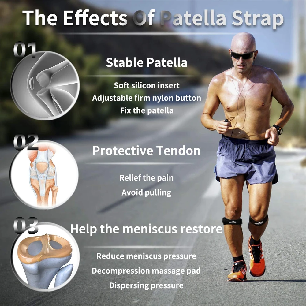 Adjustable Knee Pad Knee Pain Relief Patella Stabilizer Brace Support For Hiking Soccer Basketball Running Sport 2Pcs/1Pair