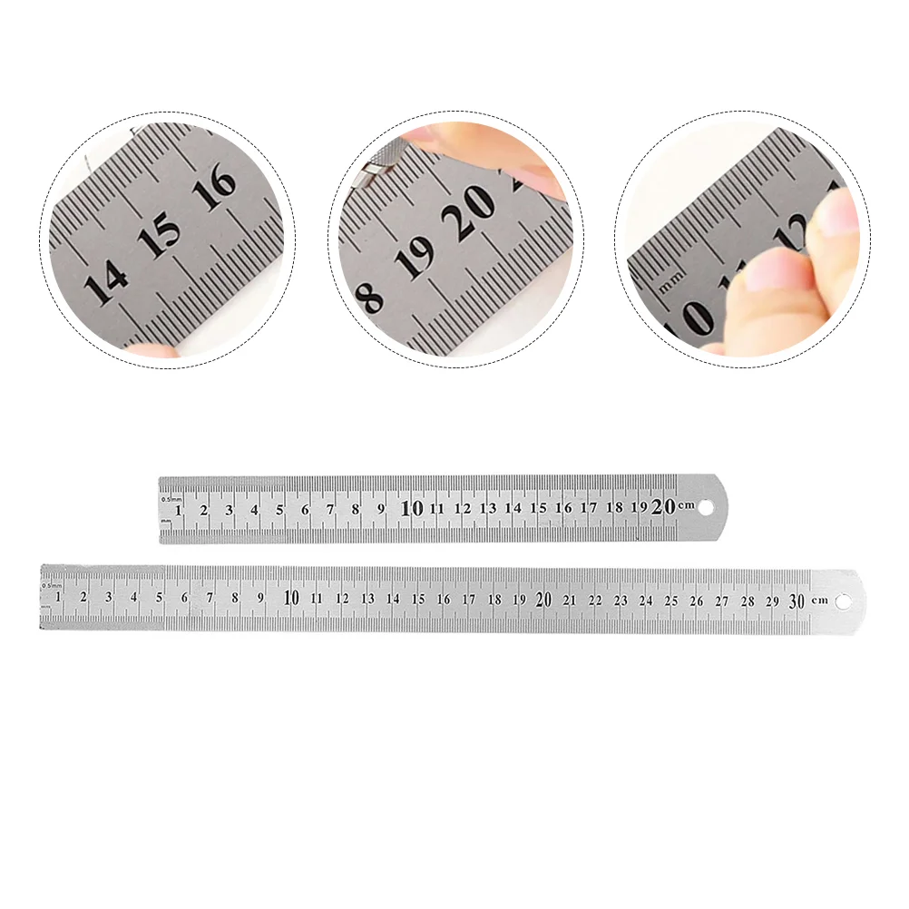 2pcs Math Geometry Tools Millimeter Ruler Straight Rulers