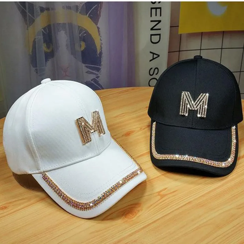 Yoga Baseball Hats Womens Sequins Rhinestone Cycling Running Hat M D Letter Sports Sunhat Club Hip Hop Golf Cap Visors Protection