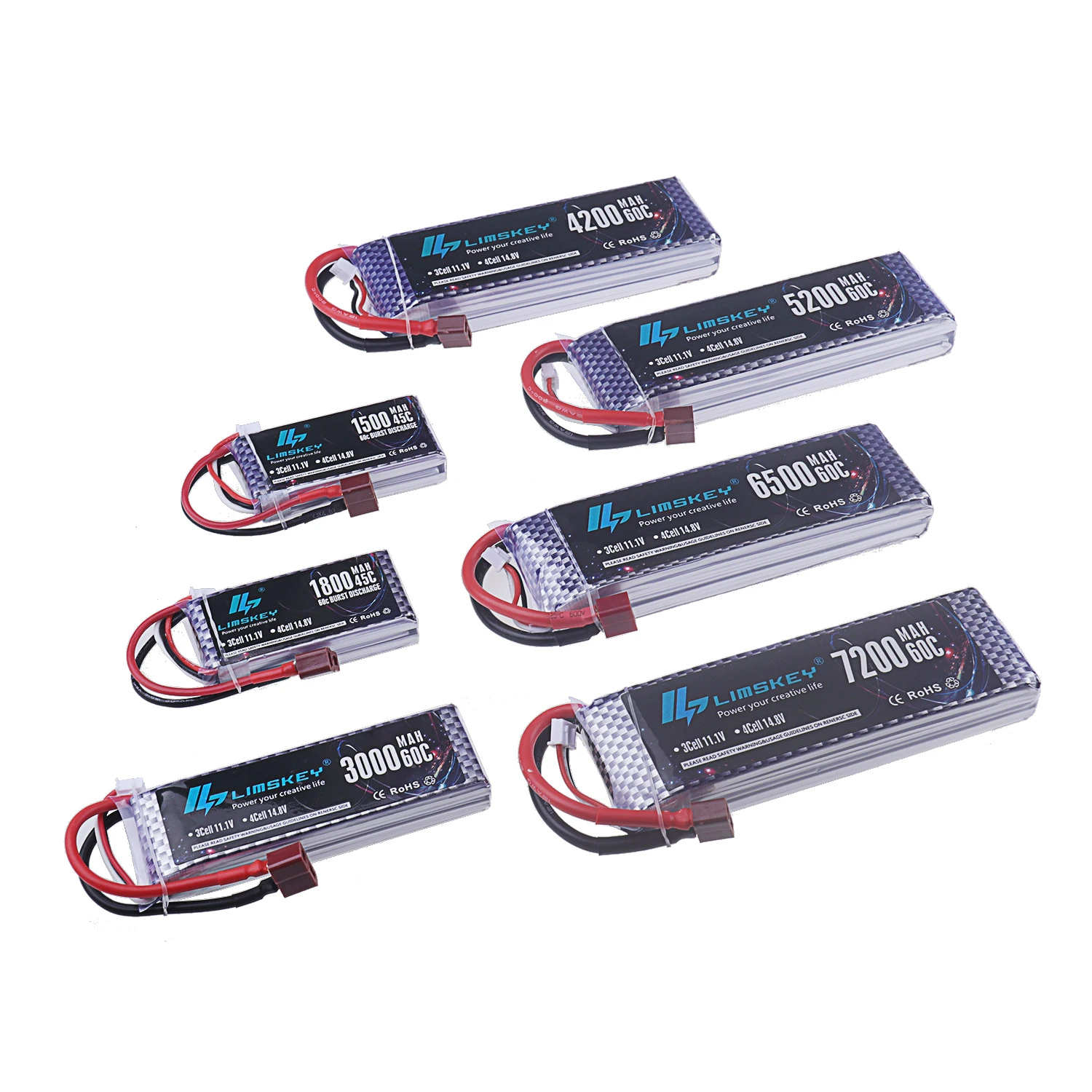 2S 3S 4S Lipo rechargeable lithium batteries 7.4V 11.1V 14.8V 1500mah 2200mAh 3000mah 4200mah 5200mah 6000mah for RC Car Truck Monster Drone Boat Part