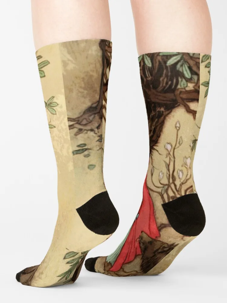 Little Red Riding Hood Socks black socks cool socks funny gifts Woman Socks Men's