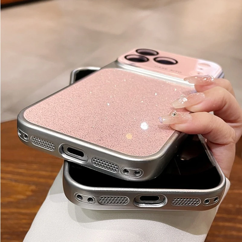 Bling Glitter Shockproof Armor Phone Case with Large Window Camera Protection