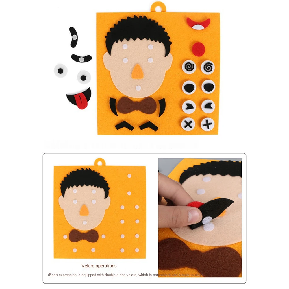3D Puzzle Funny Felt Non-woven Fabric Early Childhood Education for Children Manual DIY Cognitive Facial Expression Stickers toy 3