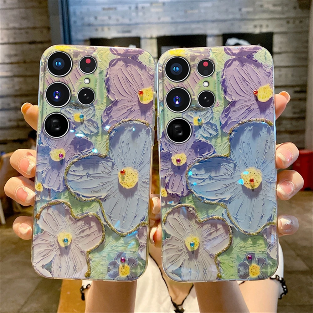 Glitter Flower Reflective Phone Case Cover