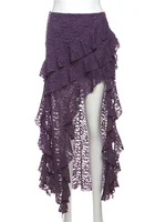 Weird Puss Tassels Women Skirts Chic Irregular Hem Multi-Layered Ruffles Lace Patchwork Summer Trend Skinny Versatile Bottoms - Image 6