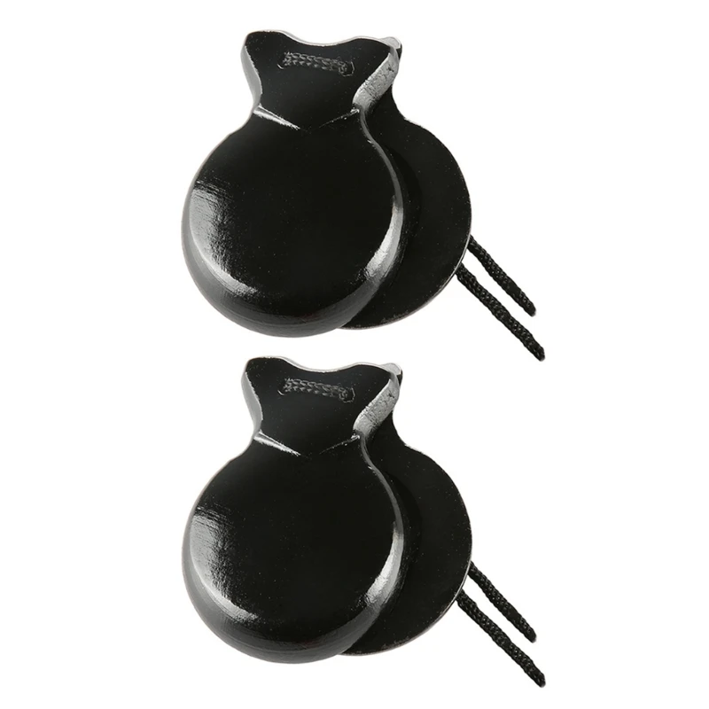 2Pcs Traditional Castanet Wood Spanish Castanets Flamenco Dance Castanets String Hand Clapper Orff Music Instrument