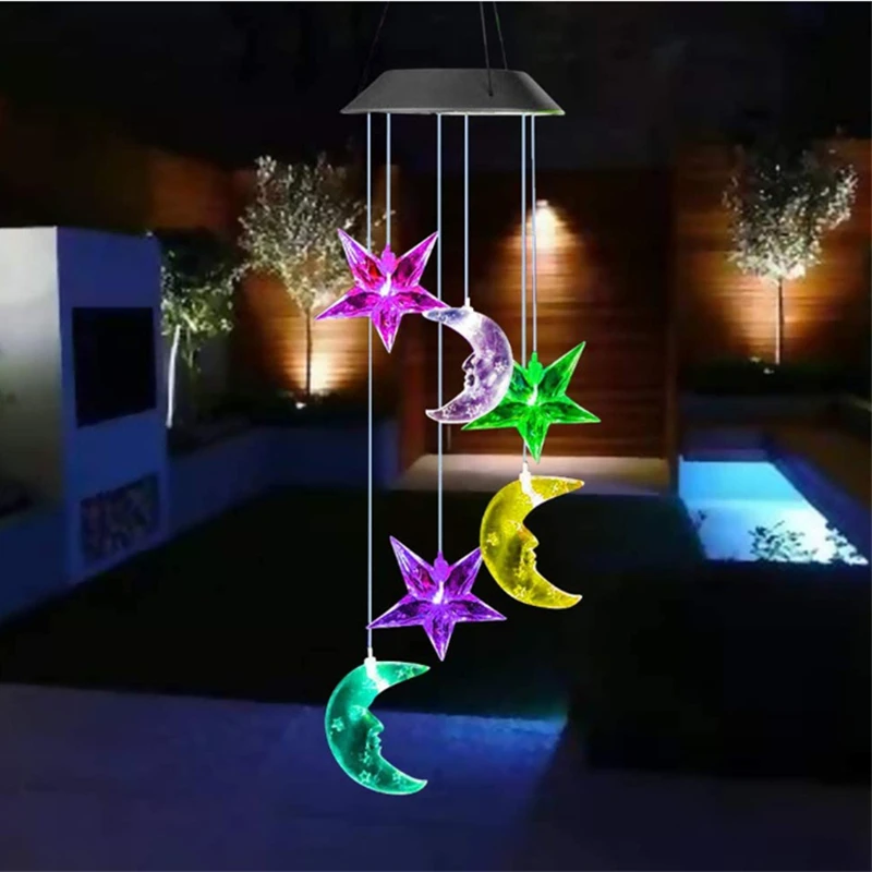 Solar Light Outdoor Powered LED Wind Chime IP65 Butterfly Hummingbird Lawn Lamp For Garden Decor Solar Garden Light Outdoor outdoor fence lights