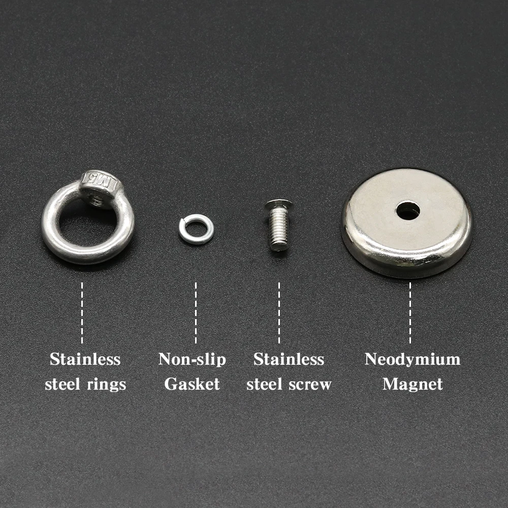 Neodymium Magnets Fishing Magnets N52 Super Strong Neodymium Fishing Magnet Hook Heavy Duty Rare Earth Magnet with Countersunk Hole Eyebolt Salvage