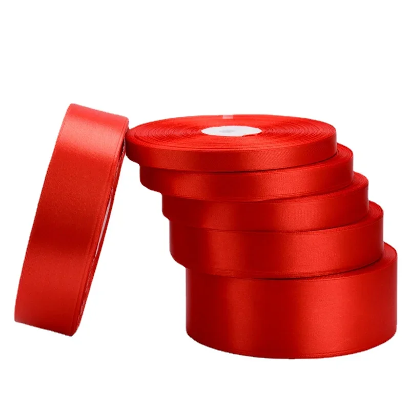Elegant Red Silk Satin Ribbon Roll - 22 Meters for DIY Wedding and Birthday Party Decorations