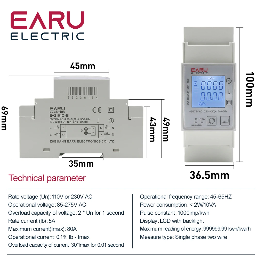Tuya Wifi Zigbee 110V 220V 80A 스마트 단상 양방향 양방향 에너지 미터 타이머 전력 소비 모니터 KWh 미터