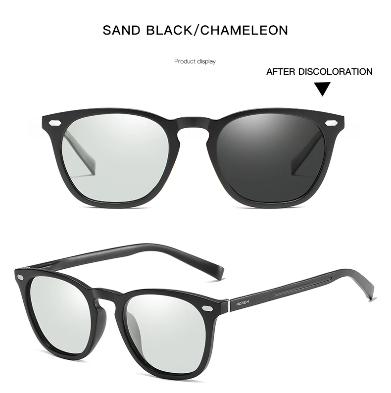 AORON Unisex Classic Round Polarized Photochromic Sunglasses with TR Frame & Aluminum-Magnesium Temples