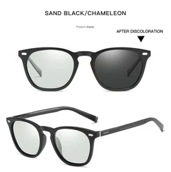 AORON Unisex Classic Round Polarized Photochromic Sunglasses with TR Frame & Aluminum - Magnesium Temples - M (Black Photochromic)