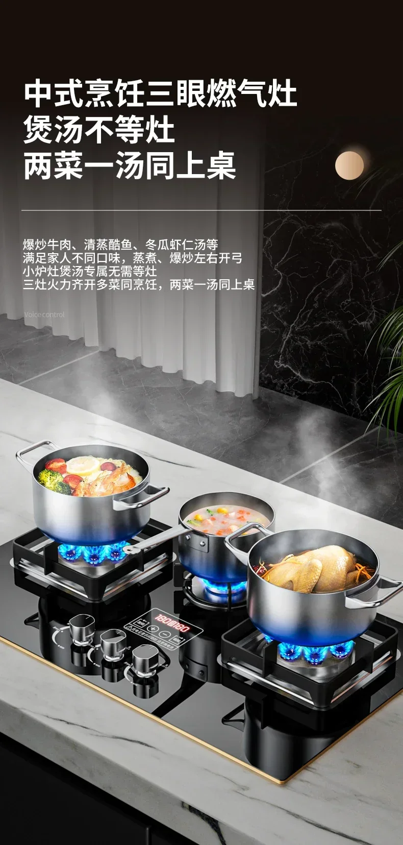 Gas Stove Household Three Stove Timing Table Embedded Dual-purpose Natural Gas Liquefied Fire