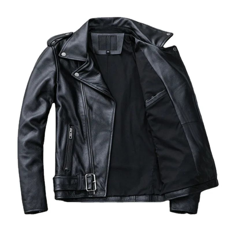 2023 New Men Leather Jacket Classical Motorcycle Jackets Natural Cowhide Thick Moto Jacket Winter Biker Clothes Slim Coats