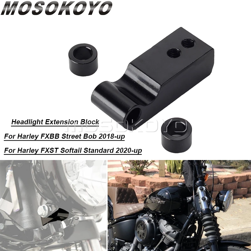 Motorcycle Headlight Mounting Block Bracket Extension Iron for Harley Softail Street Bob FXBB