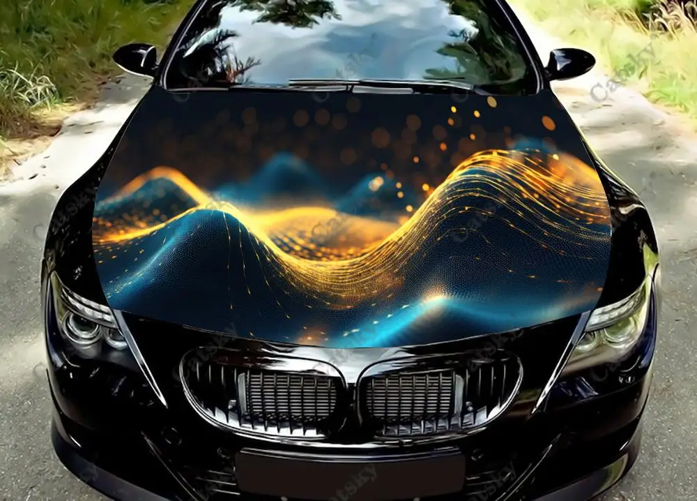 

Абстрактная живопись Цветные Волны Автомобильный капот виниловые наклейки оберточная виниловая пленка наклейки на крышку двигателя автомобильные аксессуары