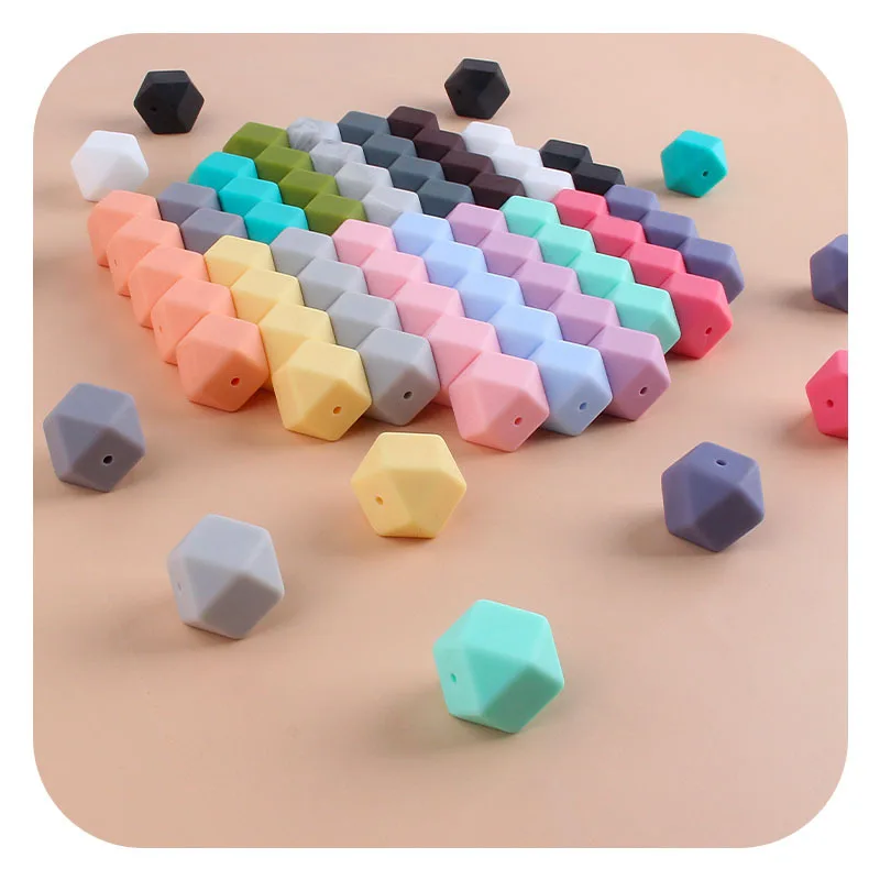 

10Pcs 17mm Polygon Silicone Beads BPA Free For Food Grade Silicone DIY Teether Baby Pacifier Chain Necklace Jewelry Accessories