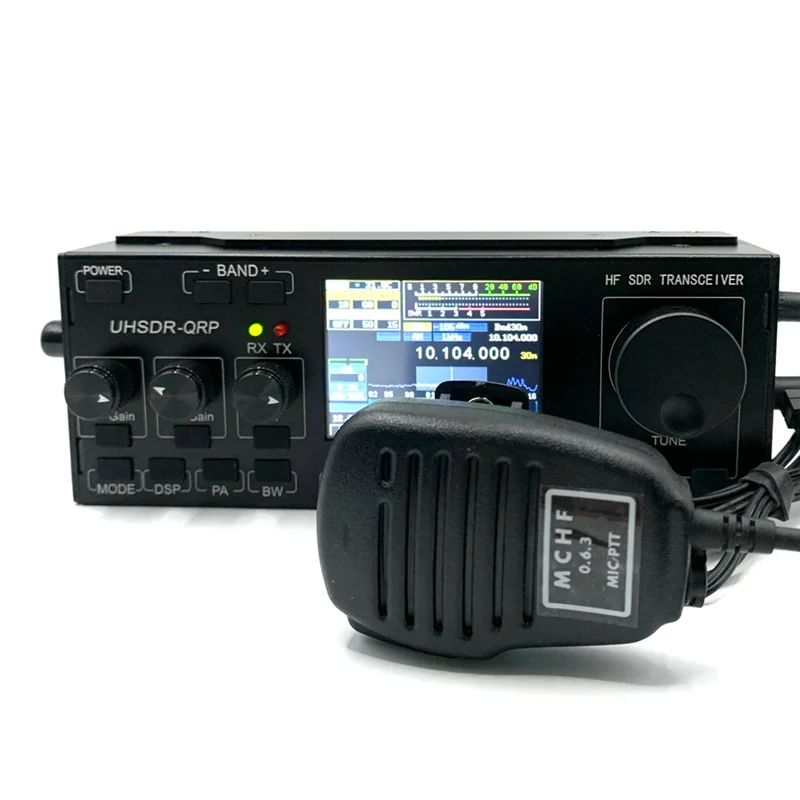 IngeniousMCHF V0.6.3 HF SDR 송수신기 QRP 송수신기 전원 공급 장치 + 마이크가 있는 아마추어 햄 라디오 EU 플러그 세련된