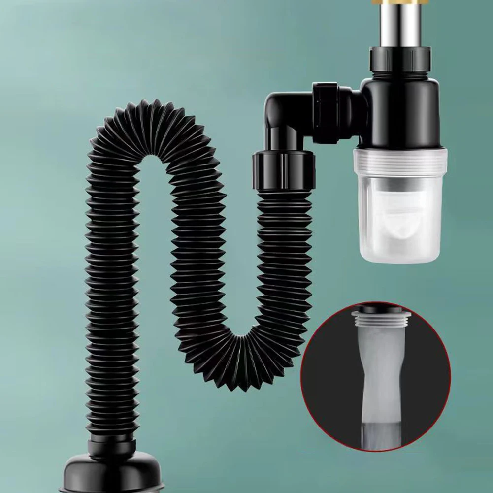 Universal Kitchen Sink Drain Anti Clogging Telescopic Flexible Sink Drain Home Sink Hose Washbasin Pipeline for Bathroom Sink 5