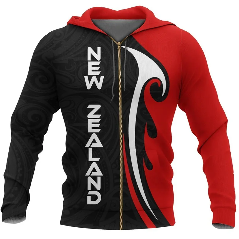 thumbnail image 1 of Sudadera con capucha y estampado 3D de helecho rojo maorí de Nueva Zelanda para hombre, novedad, sudaderas con capucha y sudaderas, abrigo deportivo con capucha, 1 of 4