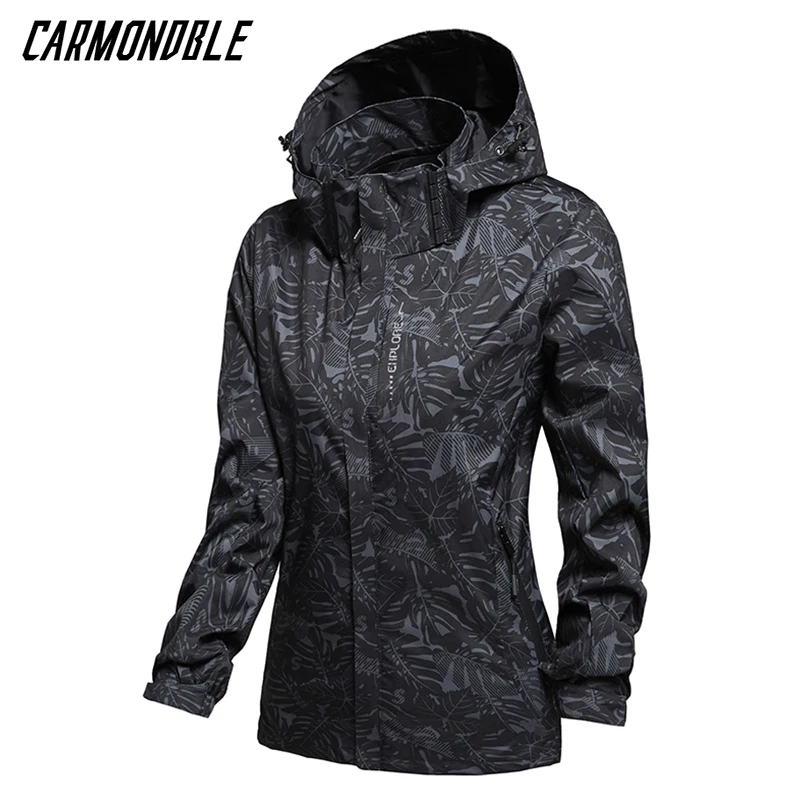 CARMONDBLE Hiking Sport Hooded Coat Womens Waterproof Jacket Travel Climbing Camping Casual Outwear Abrigo De Mujer Impermeable