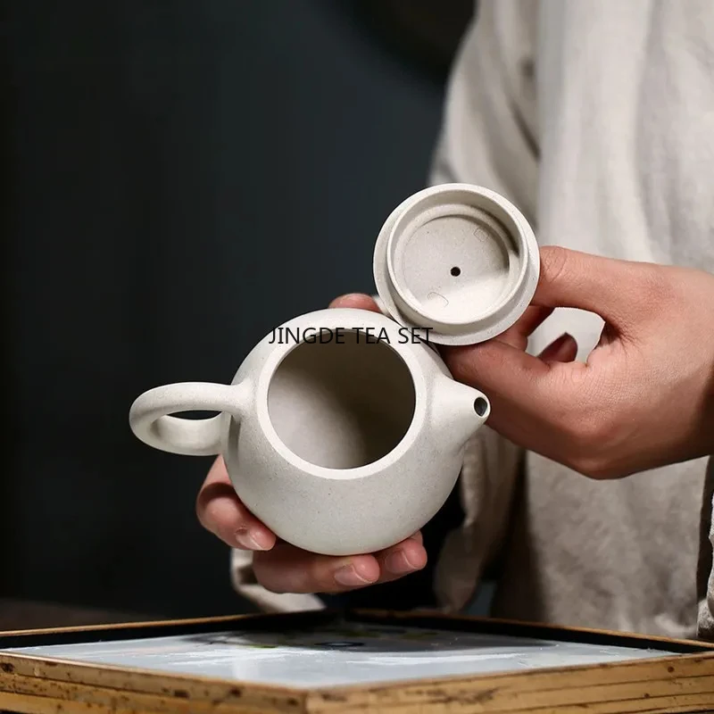 220ml Yixing Yixing Purple Clay Handmade Dragon Egg Teapot Raw Mineral White Section Mud Beauty Teapot Soaking Teapot