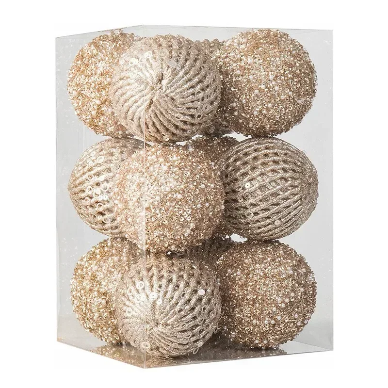 thumbnail image 1 of Juego de 6/12 adornos para árbol de Navidad de 8 cm para fiestas, bodas, regalos de Año Nuevo, adornos para árbol de Navidad de color rosa, 1 of 5