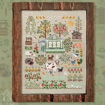Landschafts-Stickerei-Sets, Kreuzstich-Sets, DIY-Heimstickerei, 18-Eulen-Sommerdorf 40-48