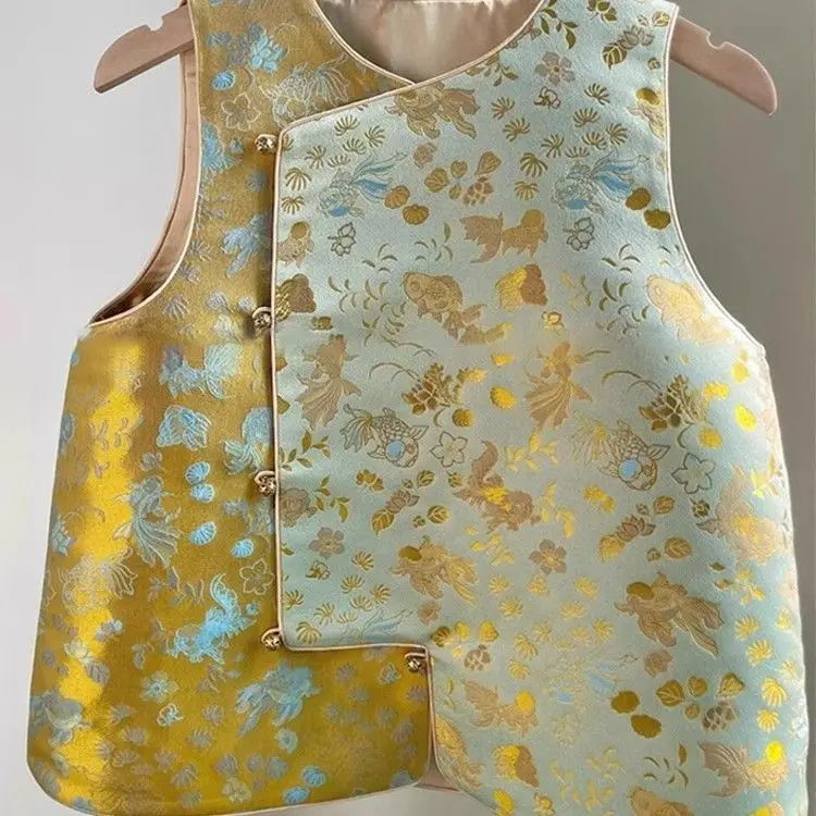 Sleeveless Women Vest Chinese Style Loose Waistcoat Heavy Embroidery Vintage Spring and Autumn Tank