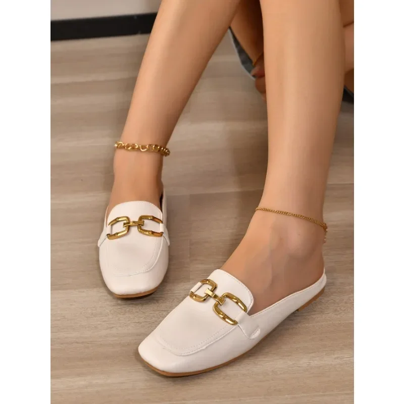 2024 New Women Shoes Ladies Flat Fashion Vintage British Leather Oxford Loafers Size 44 Comfy Casual Shallow Flats Gold logo 6