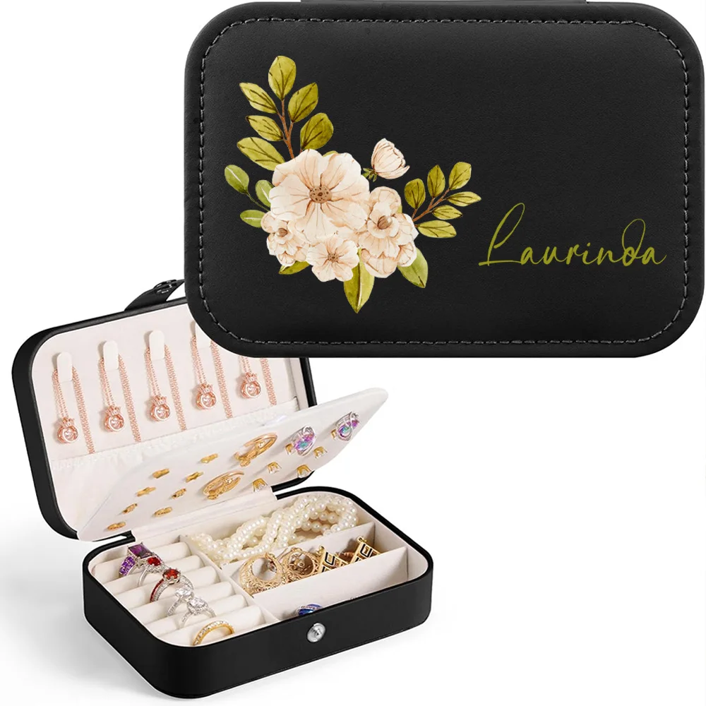 Elegant Personalized Purple Flower Jewelry Box with Custom Name – Perfect Gift