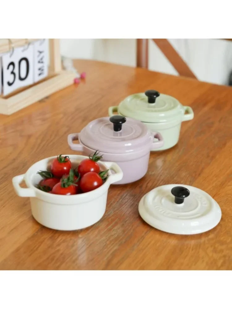 Description Picture 6 of item200ML Ceramic Breakfast Bowl Ramekins with Lids Oven Safe Creme Brulee,Mini Casserole Souffle Cover&Handle for French Onion Soup