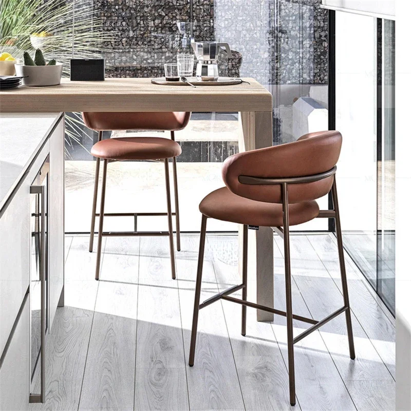 Modern Nordic Bar Stool in Solid Wood Velvet for Home Furniture Hight Foot Stool Living Room Dining Chairs with Fabric Cushion