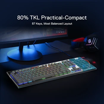 Redragon K621 Horus TKL Wireless RGB Low Profile Mechanical Keyboard Wired 80% Ultra-Thin Bluetooth Red/Brown/Blue Switches 2