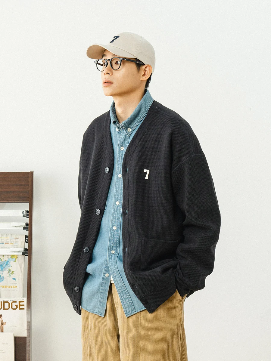 

714street V-neck Waffle Spring/Autumn Cardigan