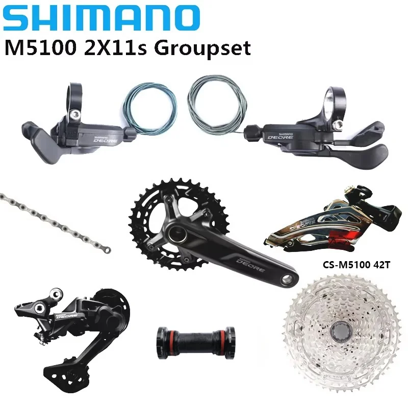 パーツ SHIMANO DEORE M5100 set Shimano DEORE M5100 Groupset 1x11 Speed MT510 Crankset 32T 34T