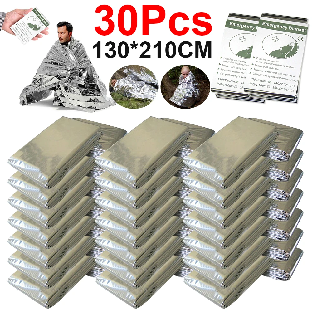 5/20/30PCS Outdoor Emergency Survival Blanket Waterproof First Aid Sliver Rescue Emergent Curtain Foil Thermal Military Blanket